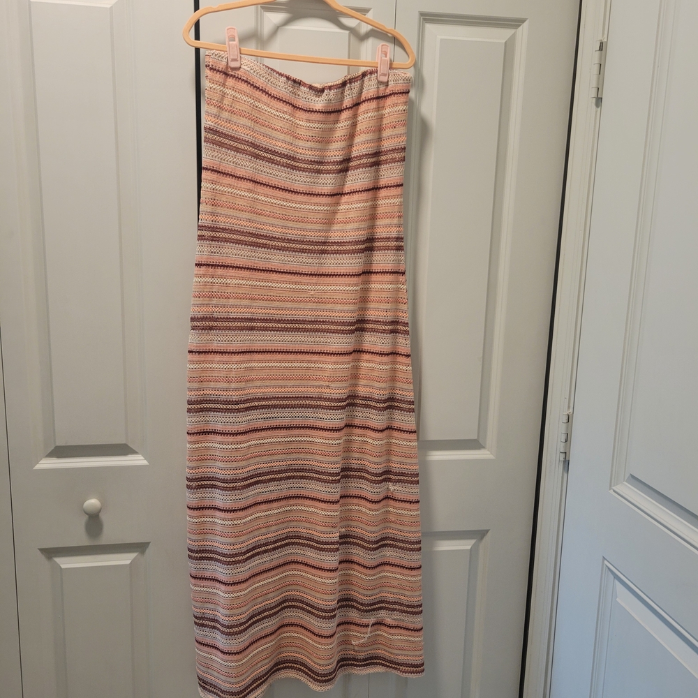 Strapless Striped Knit Maxi Dress